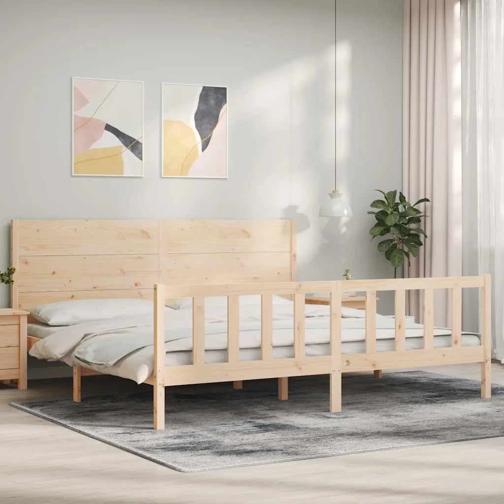 Giroletto senza Materasso-Struttura Letto 200x200 cm in Legno Massello di Pino 197423