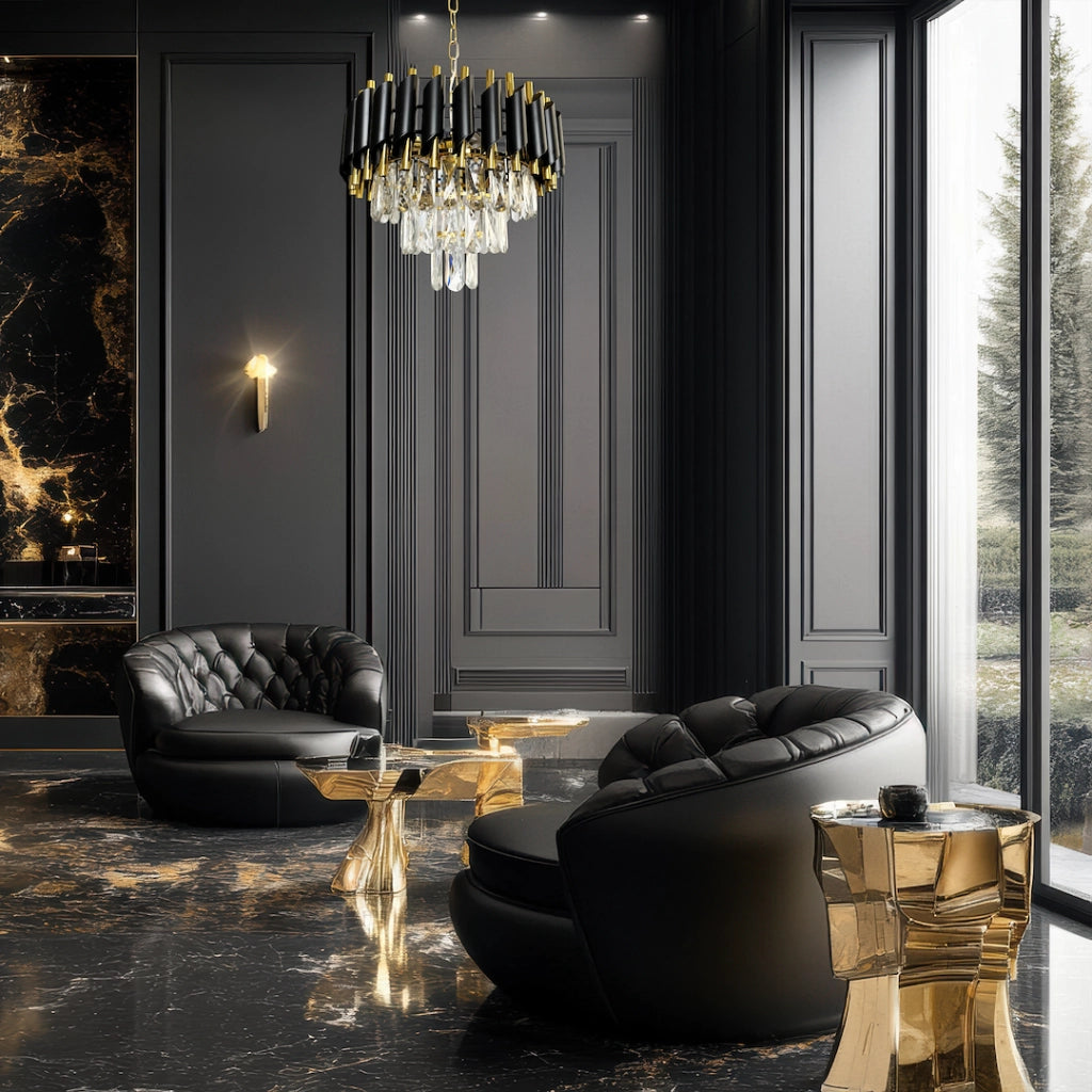 Lampadario CRISTAL in cristallo nero-oro 5xE14 Milagro