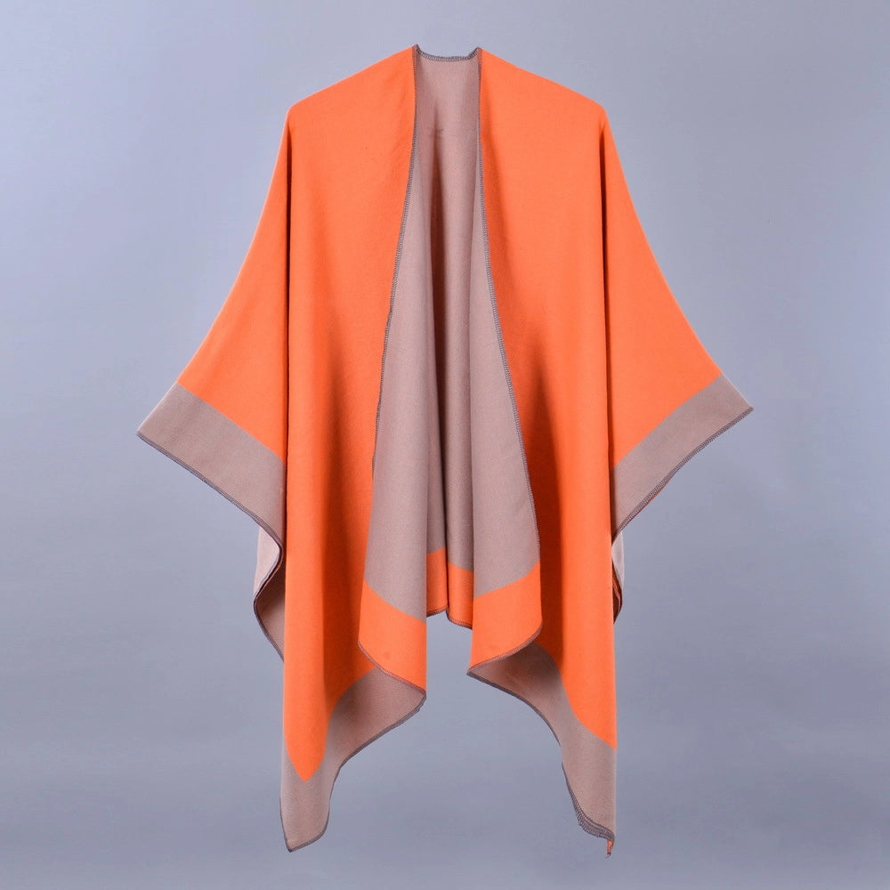 Nuova sciarpa da donna, scialle, mantella alla moda in cashmere tinta unita con spacco