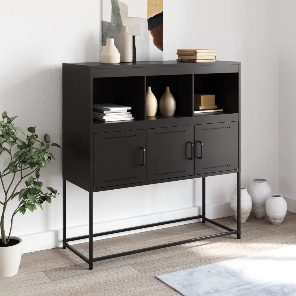 Credenza Nera 100,5x39x107 cm in Acciaio 846590
