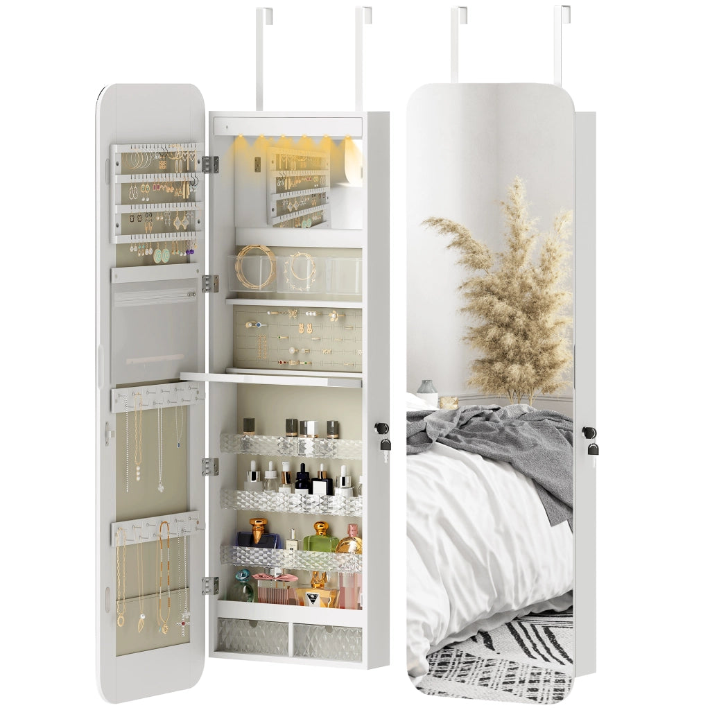 Specchio con cassetti e luce LED ¨C zephmum ¨C Bianco 60x40x cm