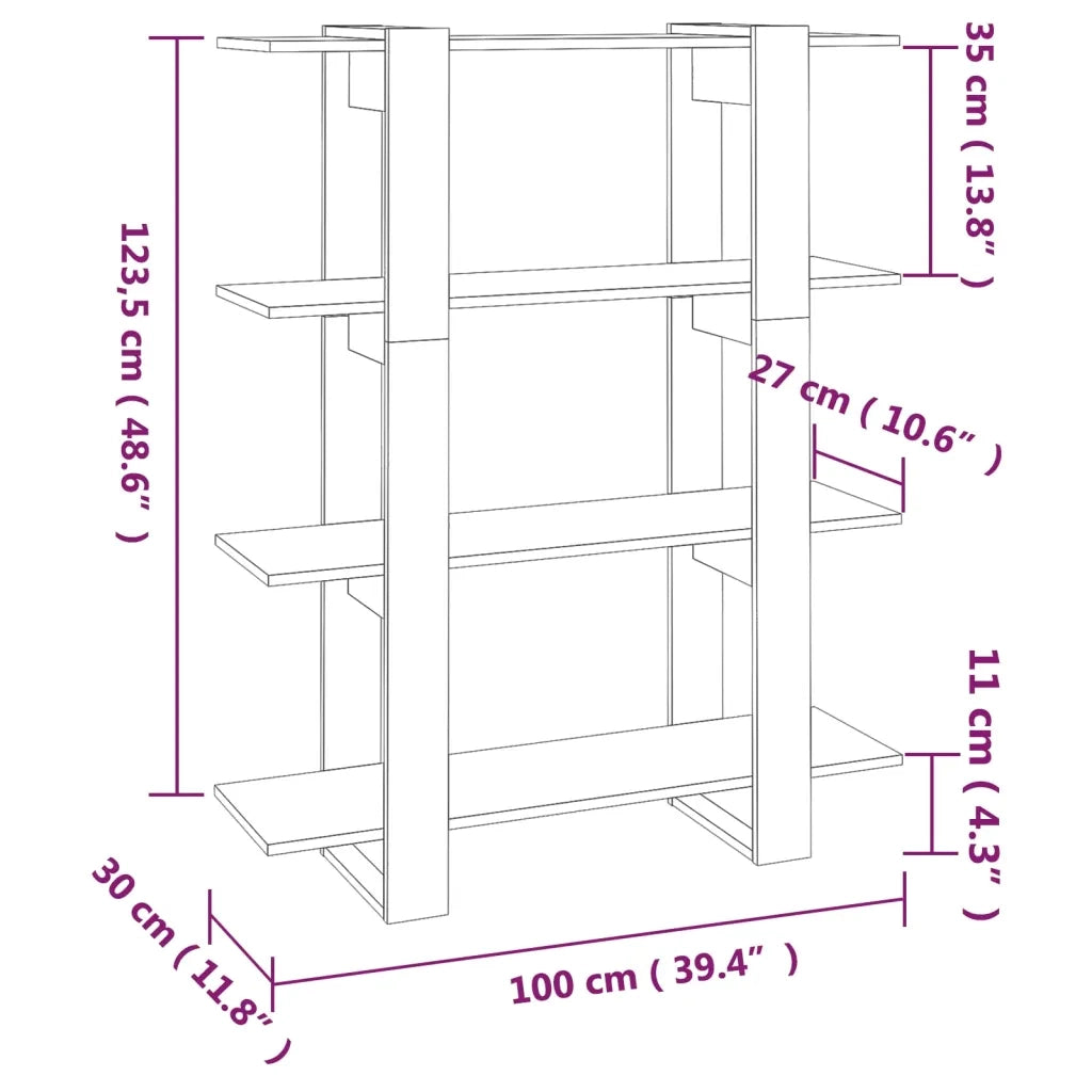 Libreria/Divisorio Bianco Lucido 100x30x123,5 cm