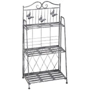 Scaffale Fioriera 3 Ripiani Pieghevole da Giardino Balcone, Metallo, Argento, 44x25x96 cm