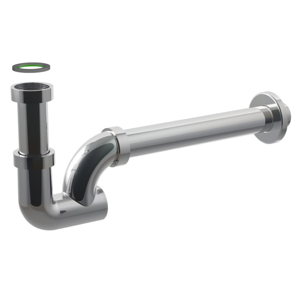 SIFONE SCARICO A COLONNA IN OTTONE CROMATO SENZA PILETTA PER LAVABO A COLONNA CON ISPEZIONE - ATTACCO PILETTA 1 - SCARICO ø26X250 MM  - BON