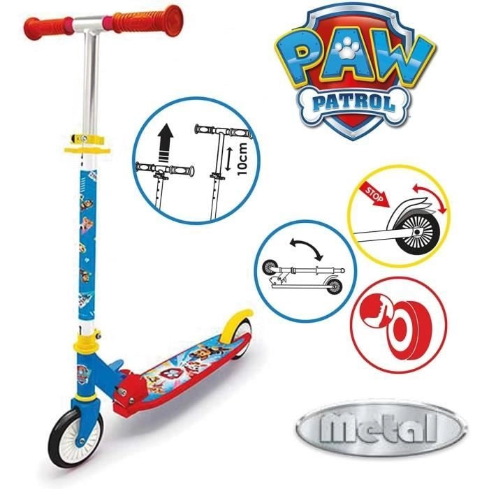 Smoby - Monopattino a 2 ruote Paw Patrol - Pieghevole - Ruote silenziose -