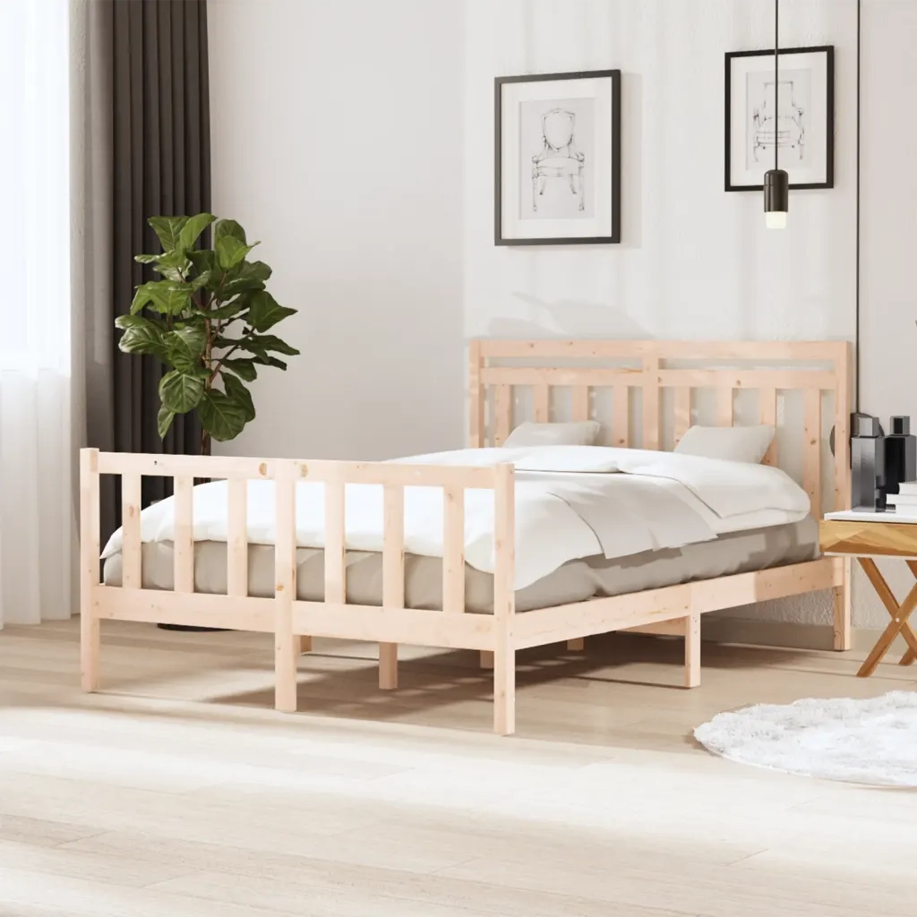 Letto matrimoniale | Letto per adulti | Giroletto in Legno Massello 140x200 cm