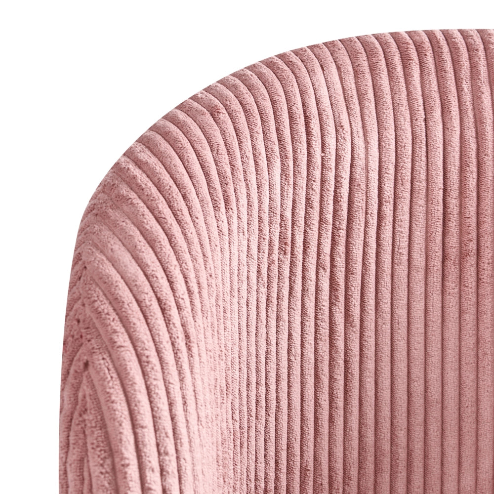 Sedia da ufficio rosa con seduta e schienale in velluto a coste, girevole, regolabile in altezza, moderna, per home office