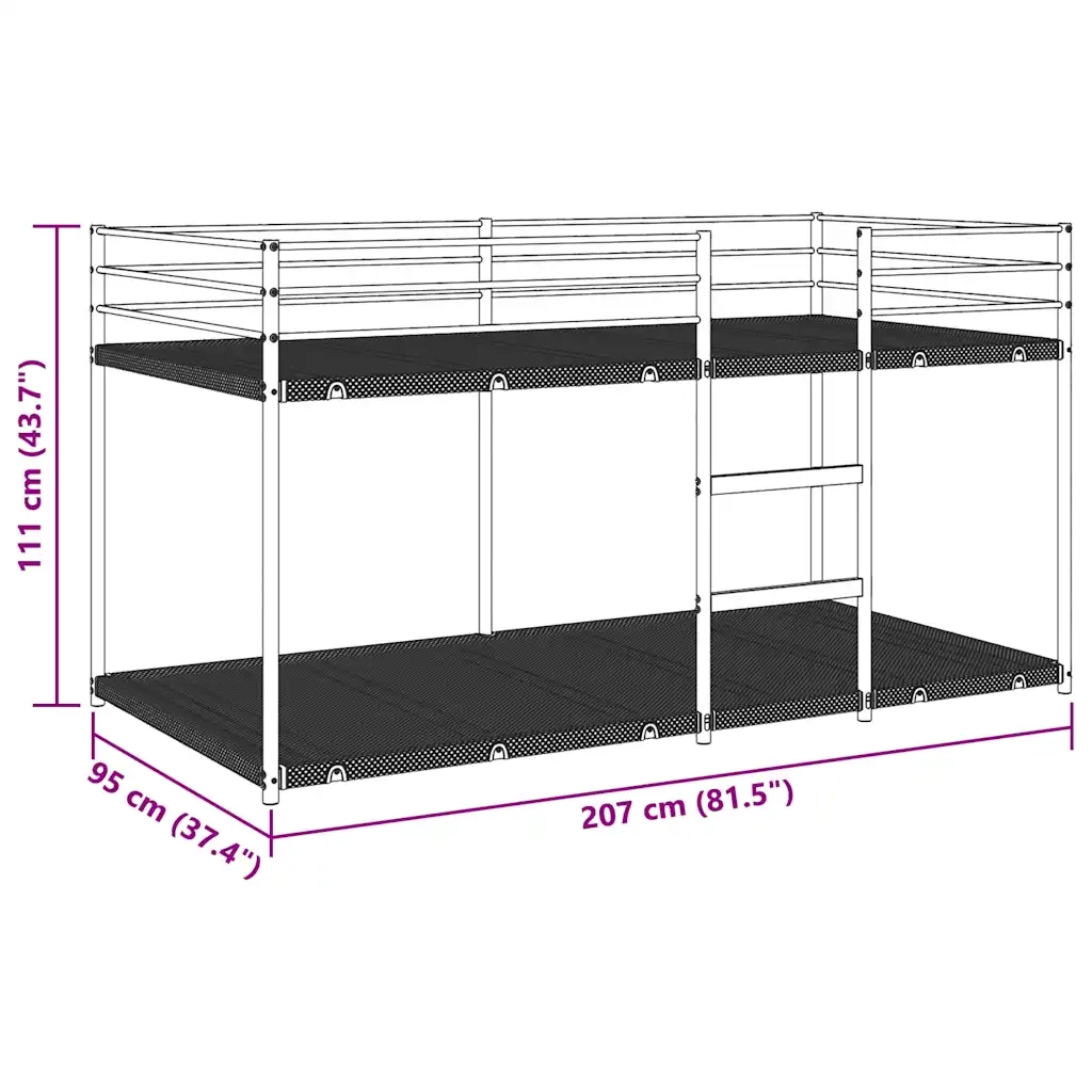 Letto singolo | Letto per adulti | Letto a Castello senza Materasso Bianco 90x200 cm in Acciaio