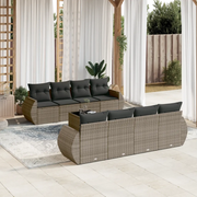 Set Divano da Giardino 9 pz con Cuscini Grigio in Polyrattancod mxl 112401