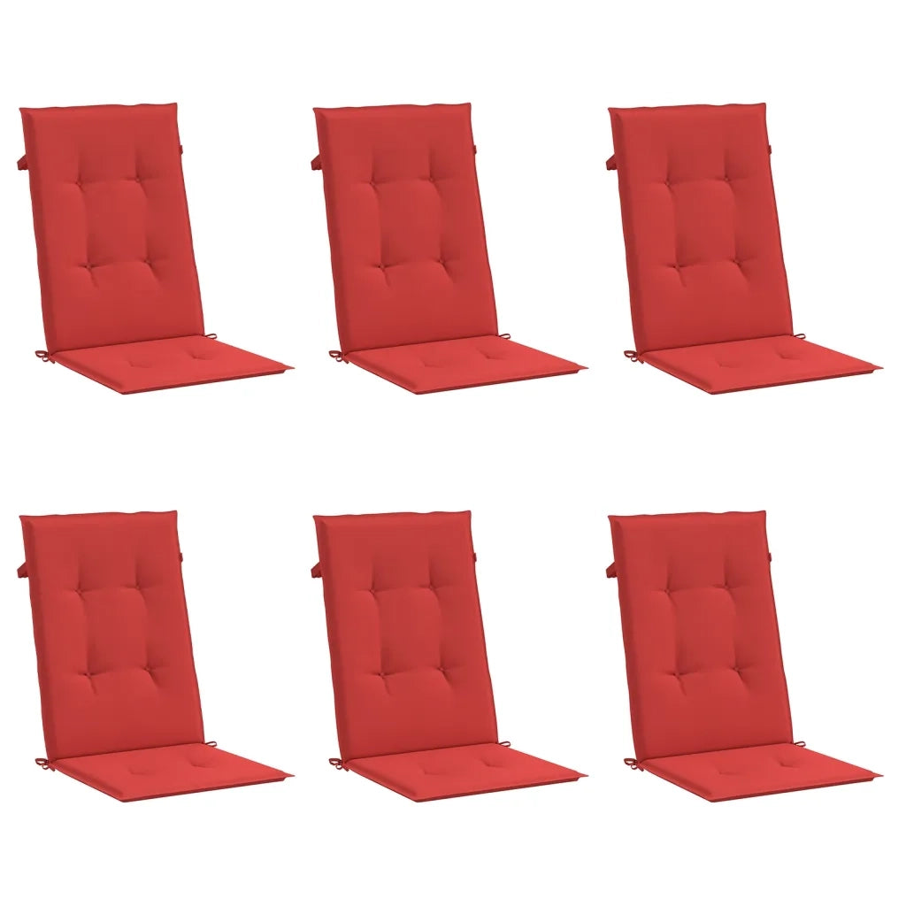 Cuscini per Sedie 6 pz Rossi 120x50x3 cm in Tessuto 314110