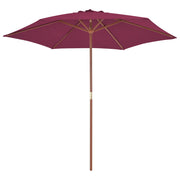 Ombrellone da Esterni-Ombrello da giardino con Palo in Legno 270 cm Rosso Bordeaux