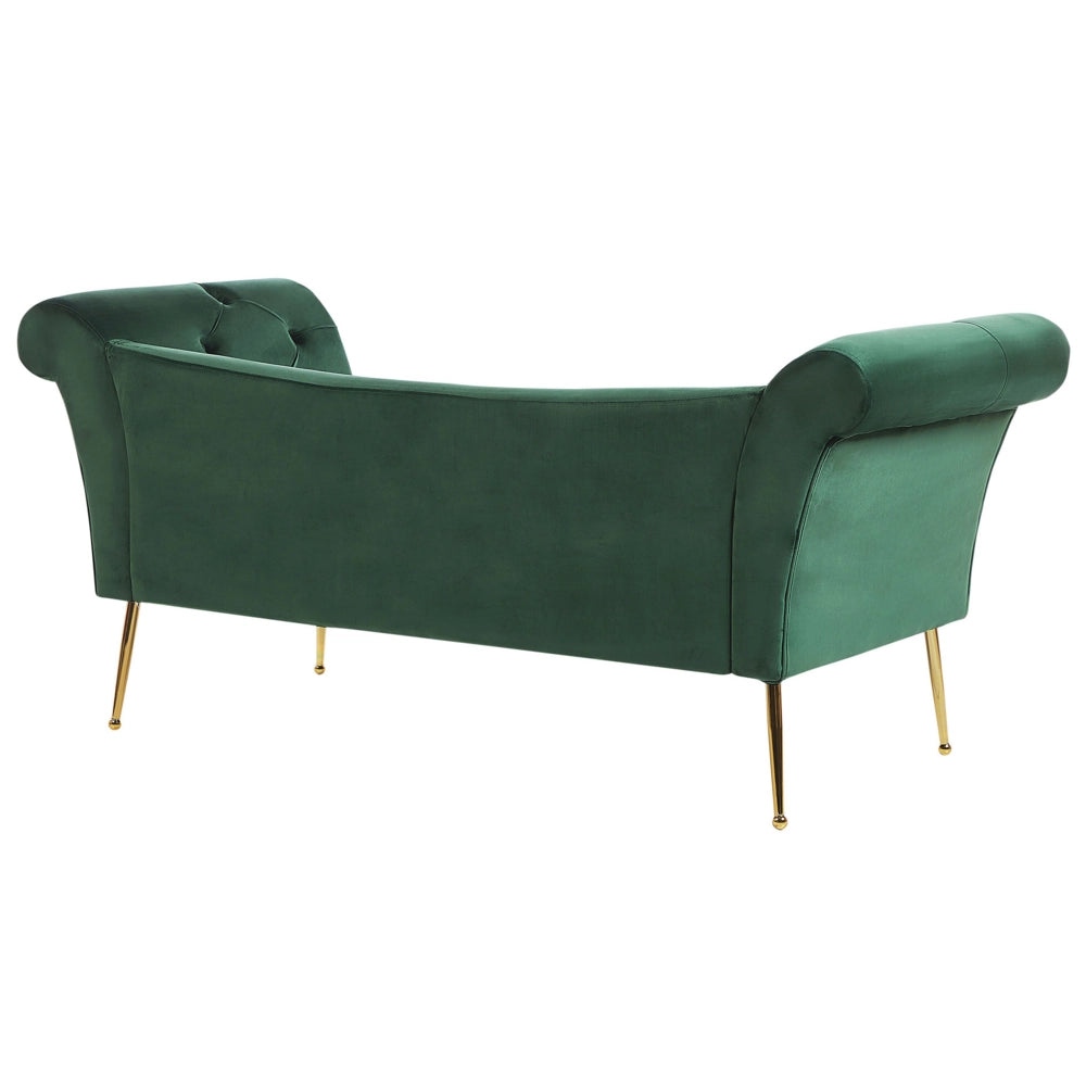 Chaise longue Verde Rivestimento in Tessuto Gambe in Legno Chiaro Stile Scandinavo