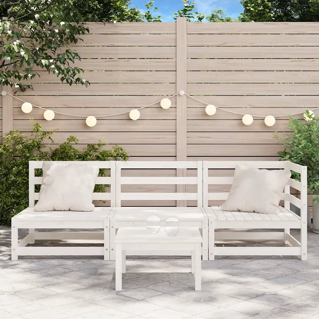 Divano da Giardino a 3 Posti-Sofa da Giardino-Divano da esterno in Legno Massello di Pino Bianco