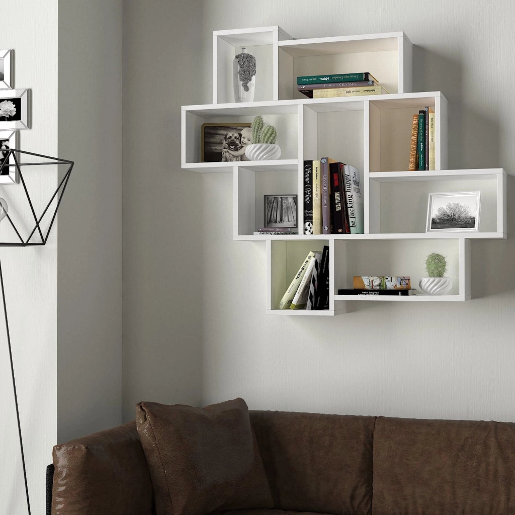 Mensola da parete in legno "Parola" - 115 x 15 x 103 cm - Bianco
