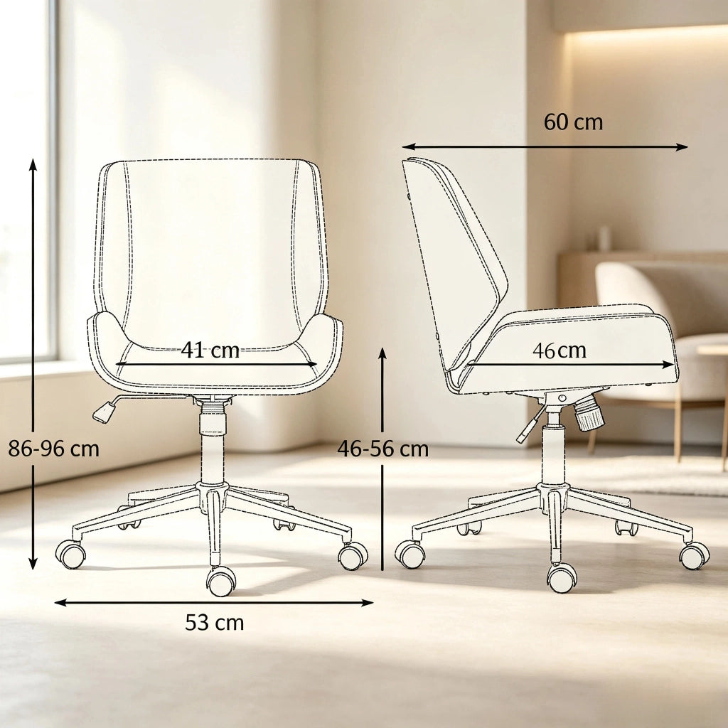 Sedia da ufficio ergonomica girevole con altezza regolabile e base in acciaio a 5 ruote nero e marrone scuro