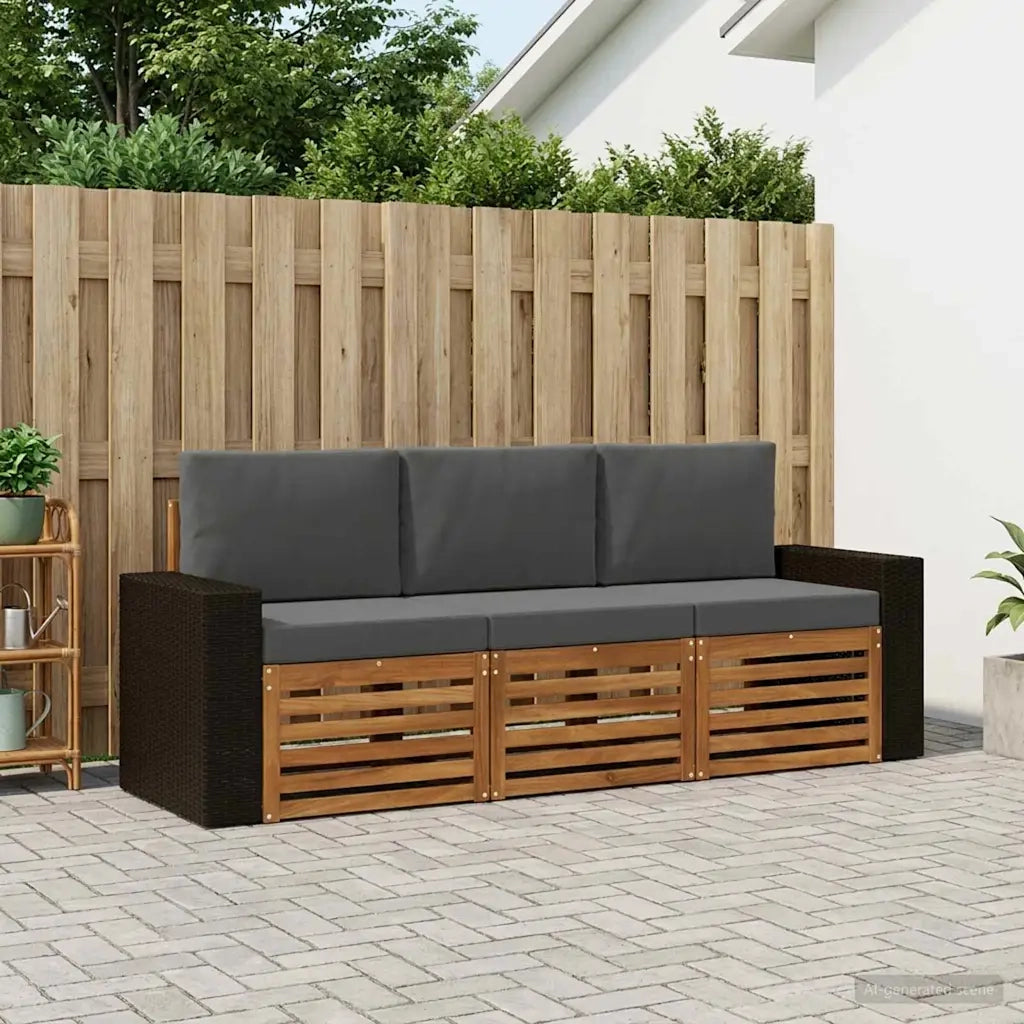 Set divani con cuscino 3 pcs Legno di Acacia Massello 3383973