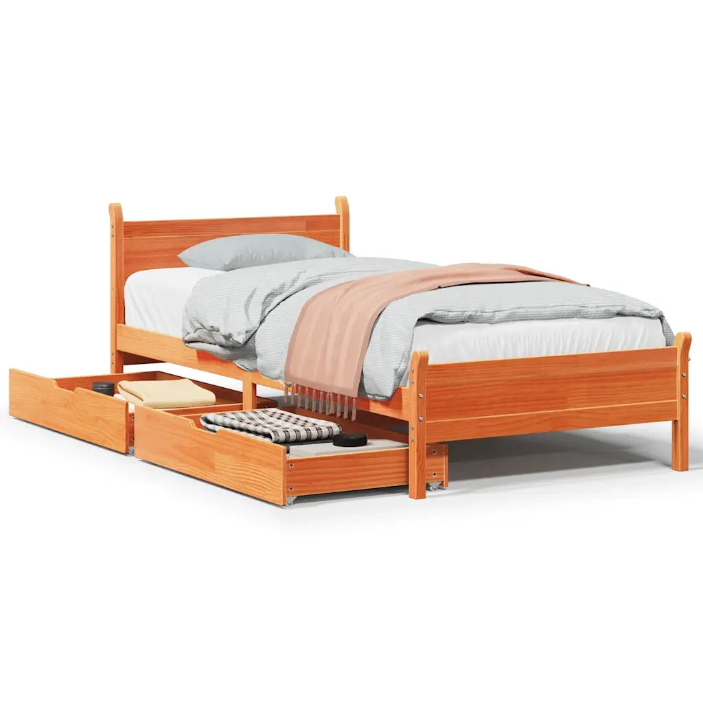 Letto senza Materasso Marrone Cera 75x190 cm in Legno di Pino 3309796