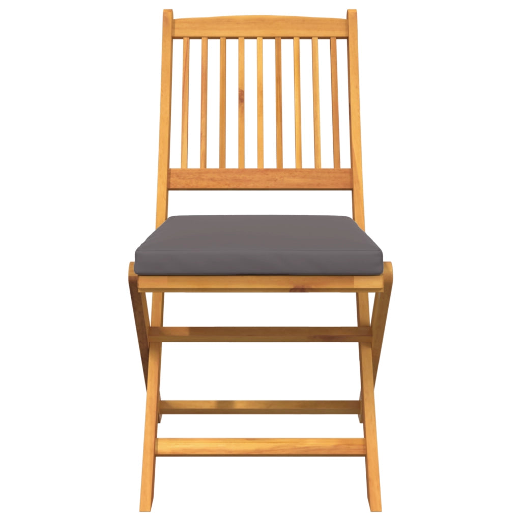 Sedia da Giardino Pieghevole  con Cuscino Grigio 6pcs in Legno Massello di Acacia