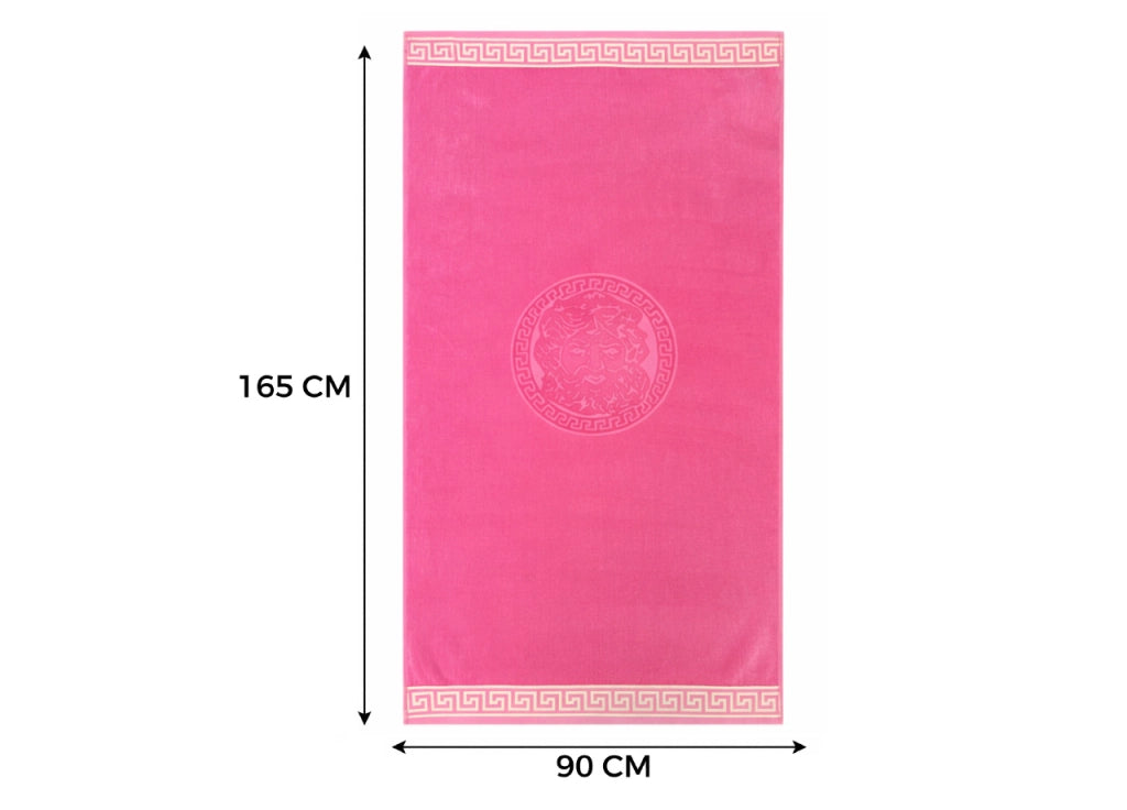 Telo Mare Jacquard Spugna Asciugamano Spiaggia Disegno Cameo Fluo - Telo Mare - Fucsia