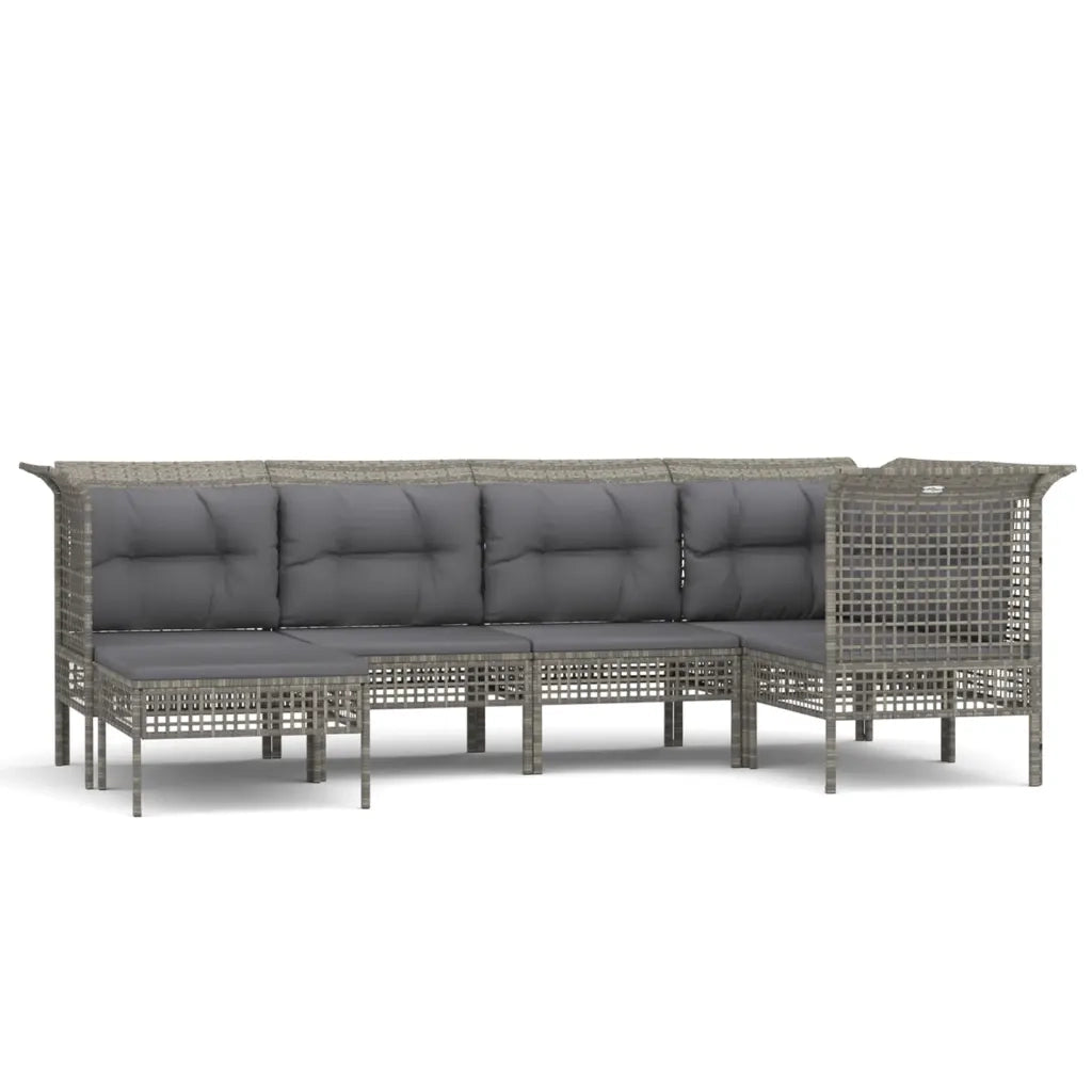 Set Divani da Giardino 6 pz con Cuscini in Polyrattan Grigiocod mxl 76701