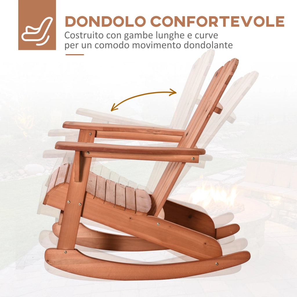 Sedia Adirondack in Legno, Sedia a Dondolo per Giardino ed Esterni Impermeabile, 77x94x97cm Teak