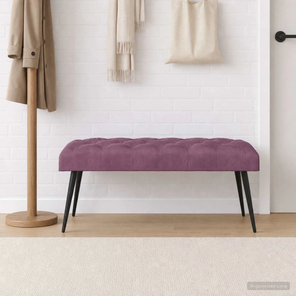 Panchina con bottoni imbottiti Viola 110 x 40 x 46 cm Velluto 42038584