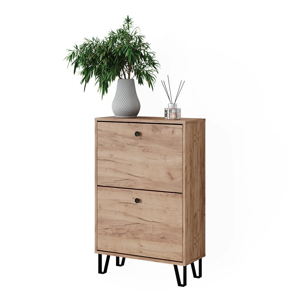 Vicco Scarpiera Quercia dorata 60 x 92 cm con 2 cassetti incernierati