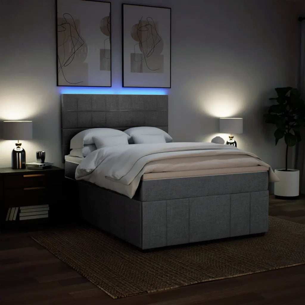 Giroletto a Molle con Materasso Grigio Chiaro 140x200cm Tessuto