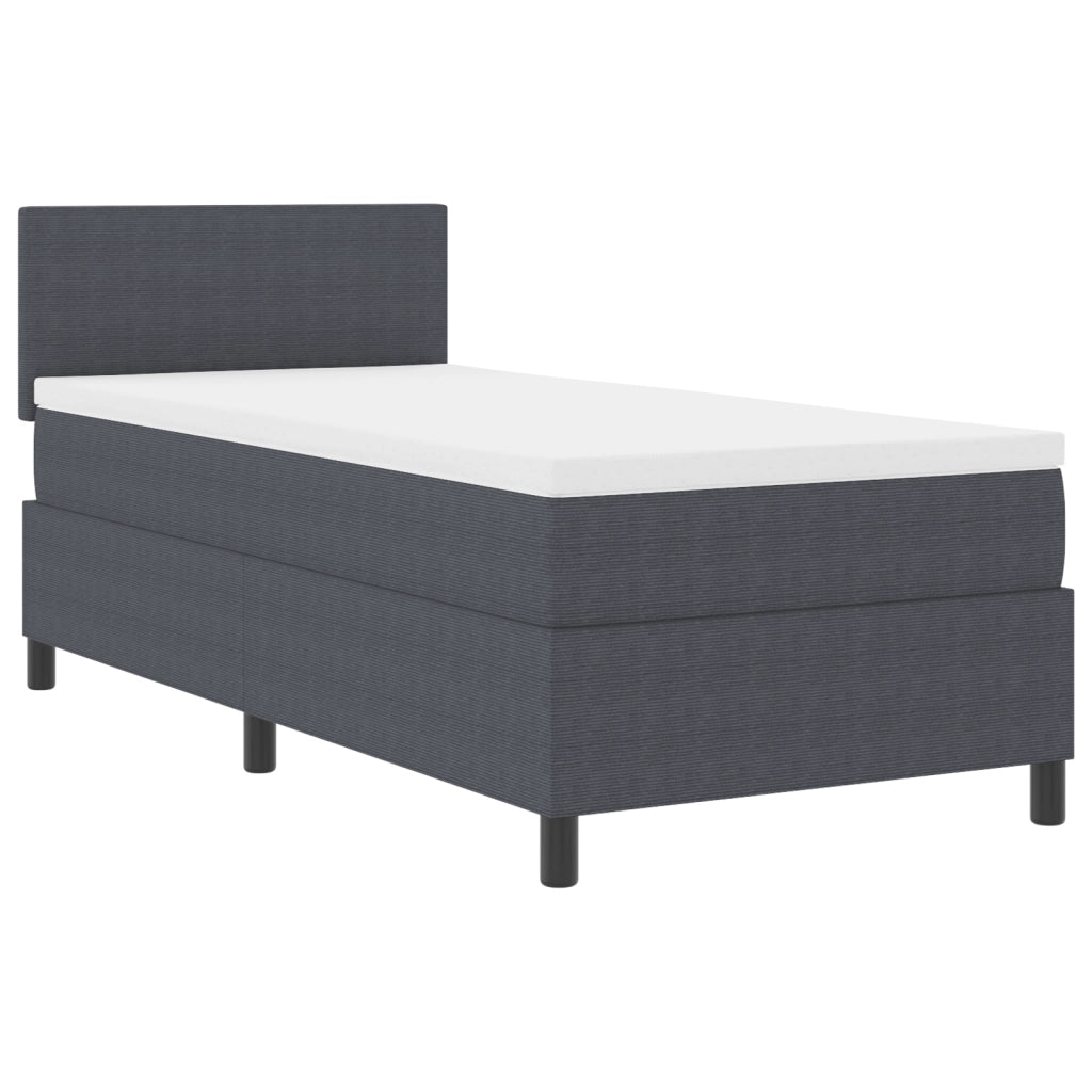 Letto con Box Spring e Materasso Grigio Scuro 90x200 cm Tessuto di Velluto