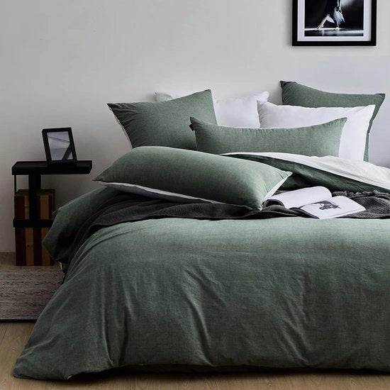 Set di coperte in cotone 135x200 cm, 100% lino, maniglia in cotone, certificato Öko-Tex, adatto per persone con allergie, 1 coperta e 1 cuscino 80x80 cm.