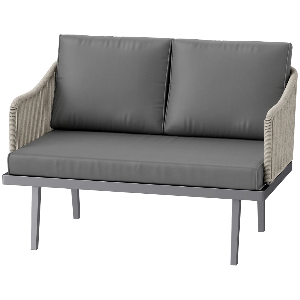 Divano da giardino 2 posti con cuscini in polyrattan ¨C zephmum ¨C grigio scuro 110x70x72 cm