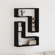 Ripiani da parete , 2 pezzi, Nero Rovere, 50x15x85 cm, Legno ingegnerizzato