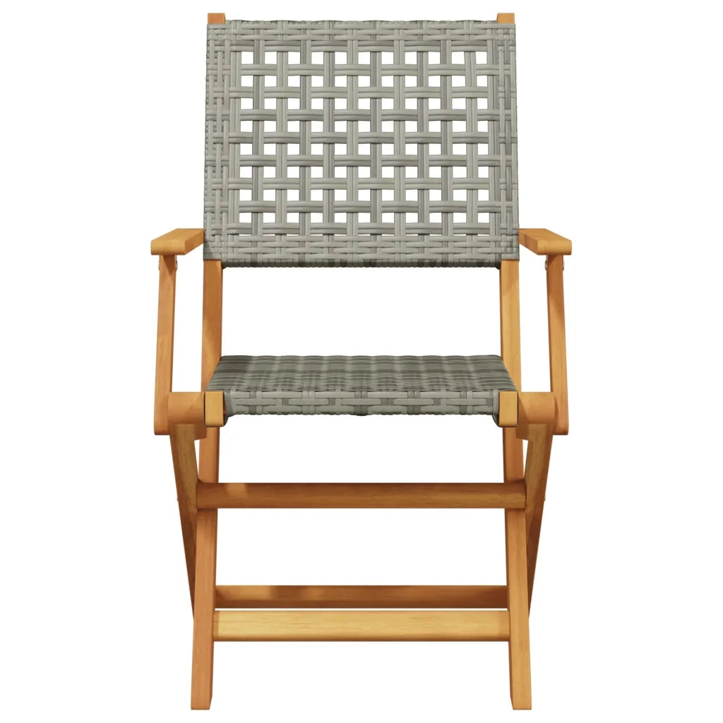 Sedie Giardino Pieghevoli 6pz Grigie Polyrattan Legno Massello 3214560