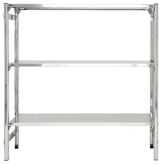SCAFFALE ALIMENTARE IN ACCIAIO INOX con ripiani lisci ad incastro cm. 200x30x150h
