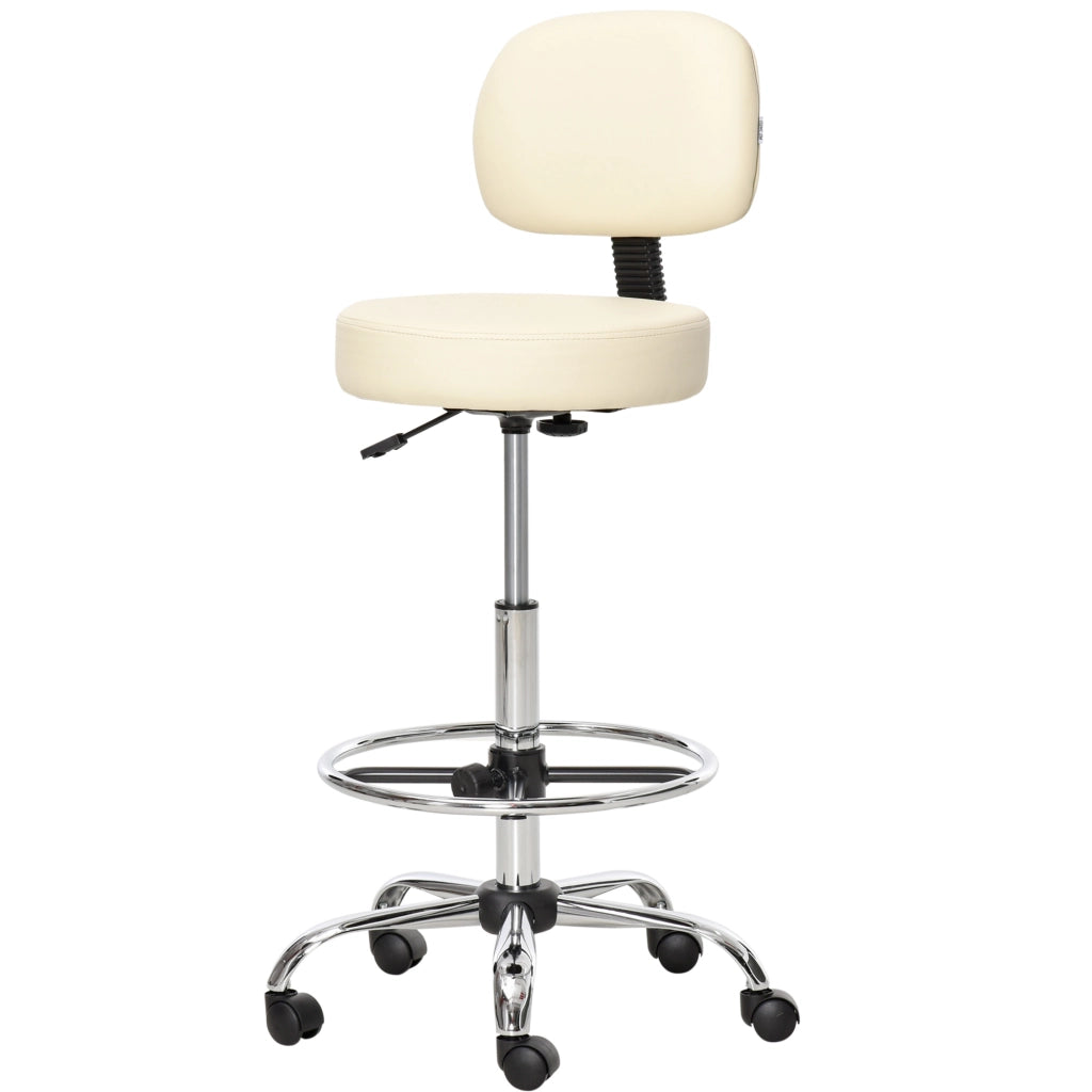 Sgabello da bar ¨C zephmum ¨C Beige, imbottito, rivestimento similpelle, gambe in metallo, altezza regolabile, girevole 360¡ã
