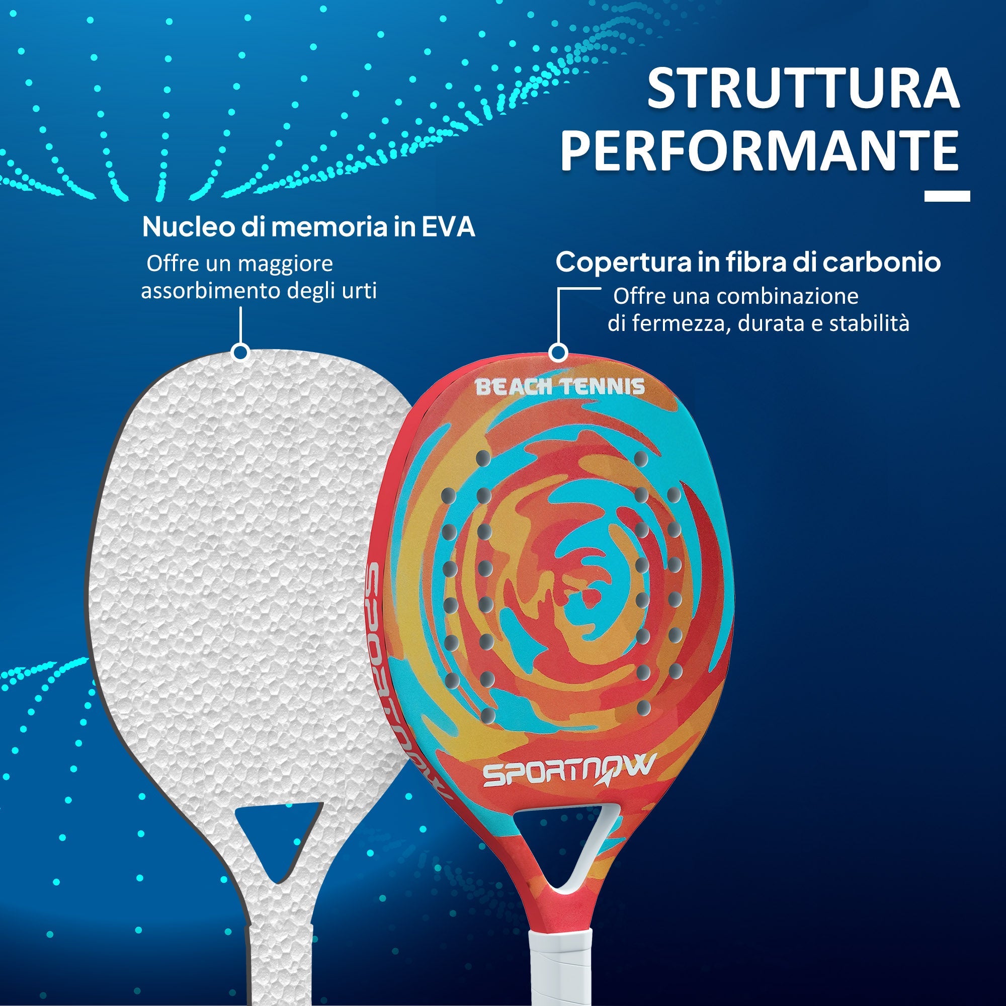 Racchetta Padel in Fibra di Carbonio con Impugnatura Antiscivolo e Borsa di Trasporto