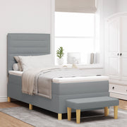 Letto a molle con materasso e panca grigia chiara 80x200 cm tessuto