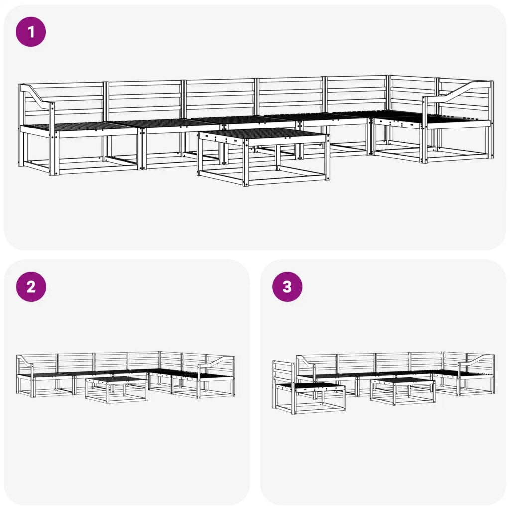 Set di divani da esterno 7 pcs Bianco 79 x 79 x 37 cm 3386563