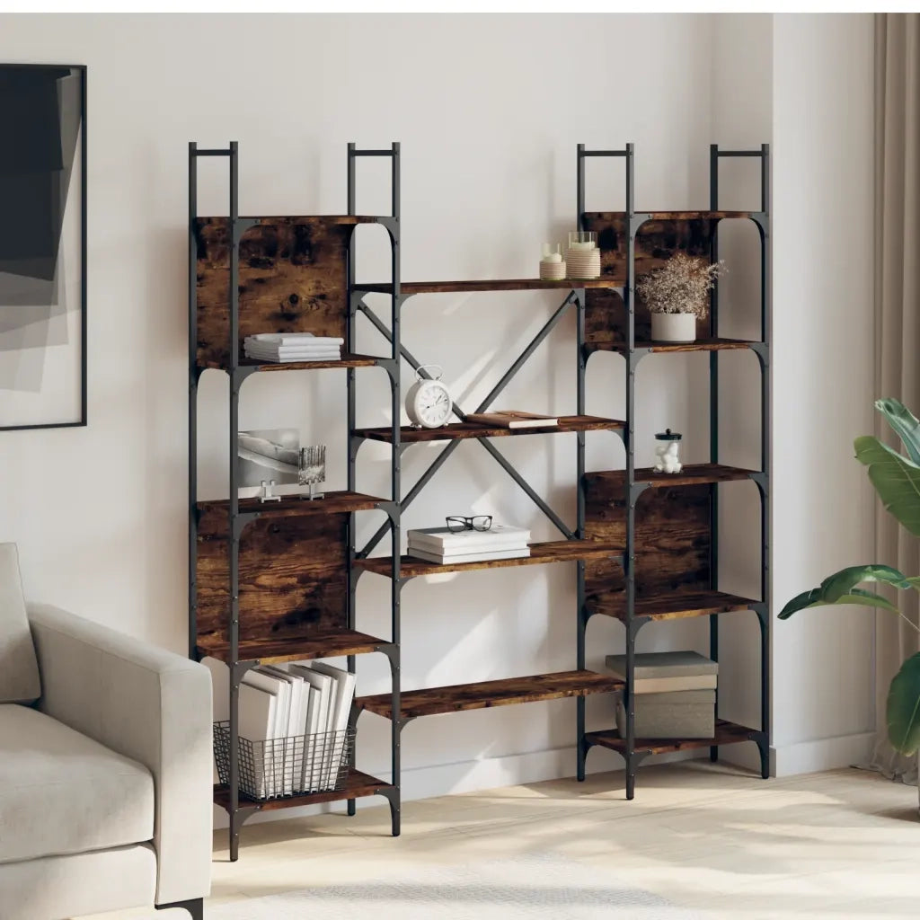 Libreria Rovere Fumo 155,5x24x166,5 cm in Legno Multistrato 838860