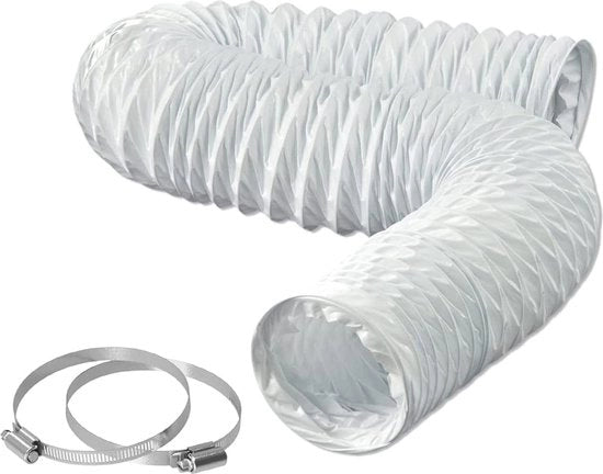 Serpentina di scarico flessibile in PVC Ø 153mm lunghezza 25m per aria condizionata asciugatrice e aspirapolvere bianca con viti