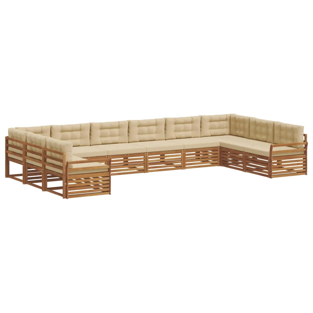 Set divani 8 pcs Naturale e Beige Legno di Acacia Massello 3374213
