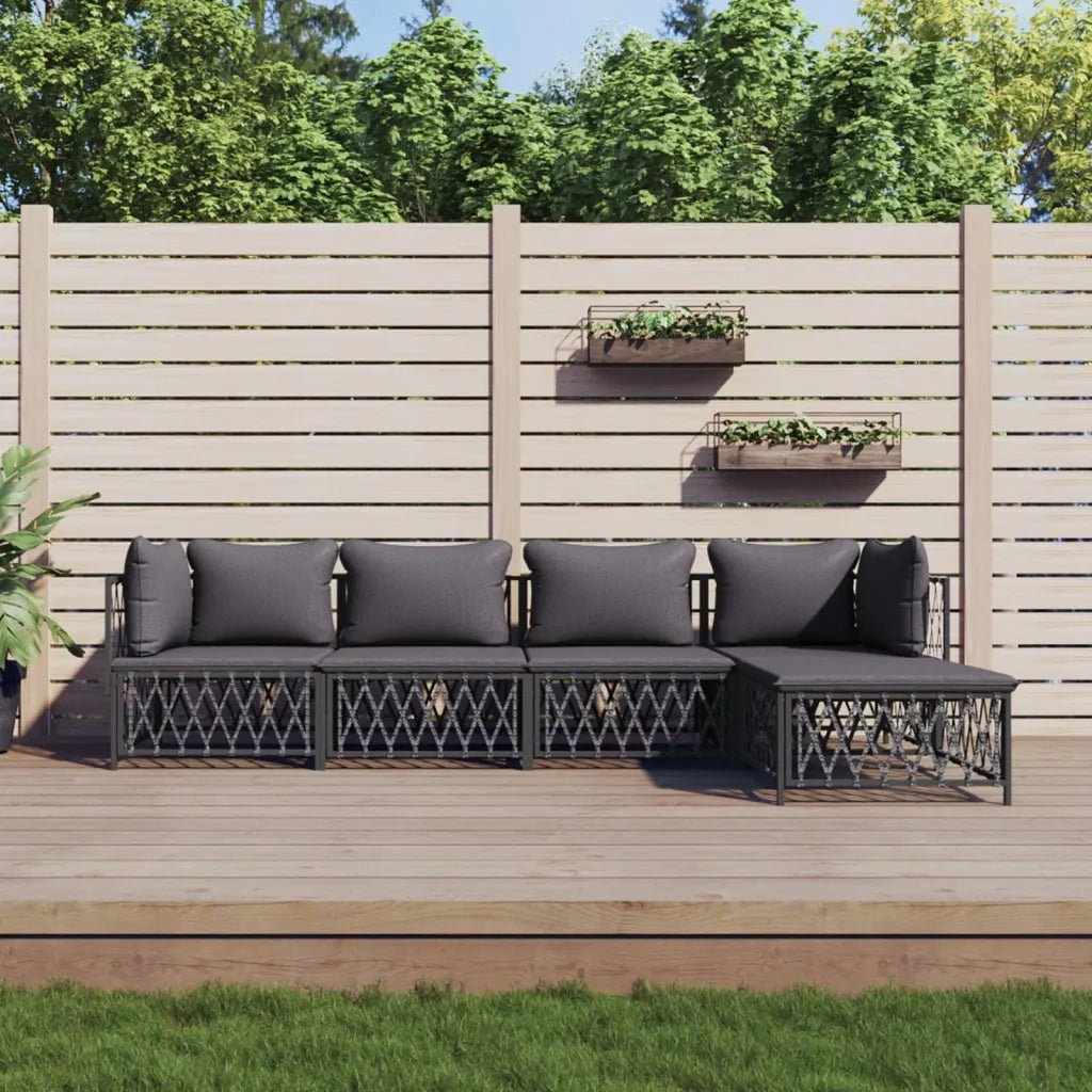 Set Salotto da Giardino 5 pz con Cuscini in Acciaio Antracitecod mxl 124516