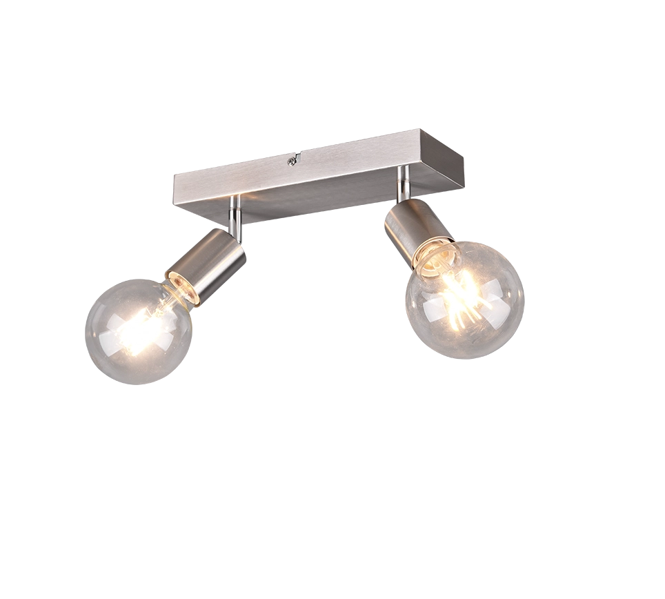 Faretti Barra 2 Spot Orientabili Acciaio Satinato 30 cm Barra Vannes GD Trio