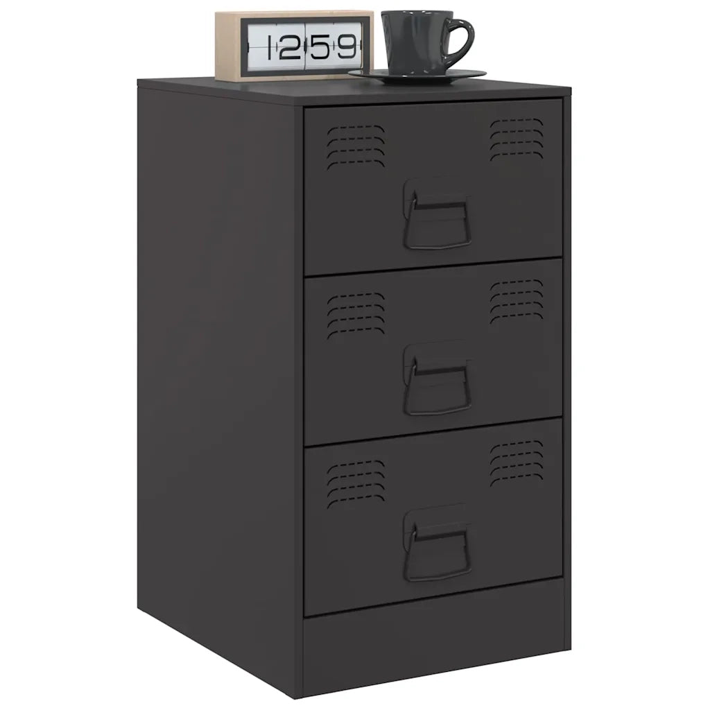 Set di 2 Comodini | Armadio da Notte | Mobiletto da notte Neri 34,5x39x62 cm in Acciaio