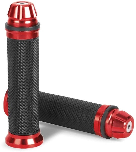 Manubri per motocicletta in alluminio/rubbero - Universale - 7/8 pollici - Installazione facile - Manubri comodi - Rosso