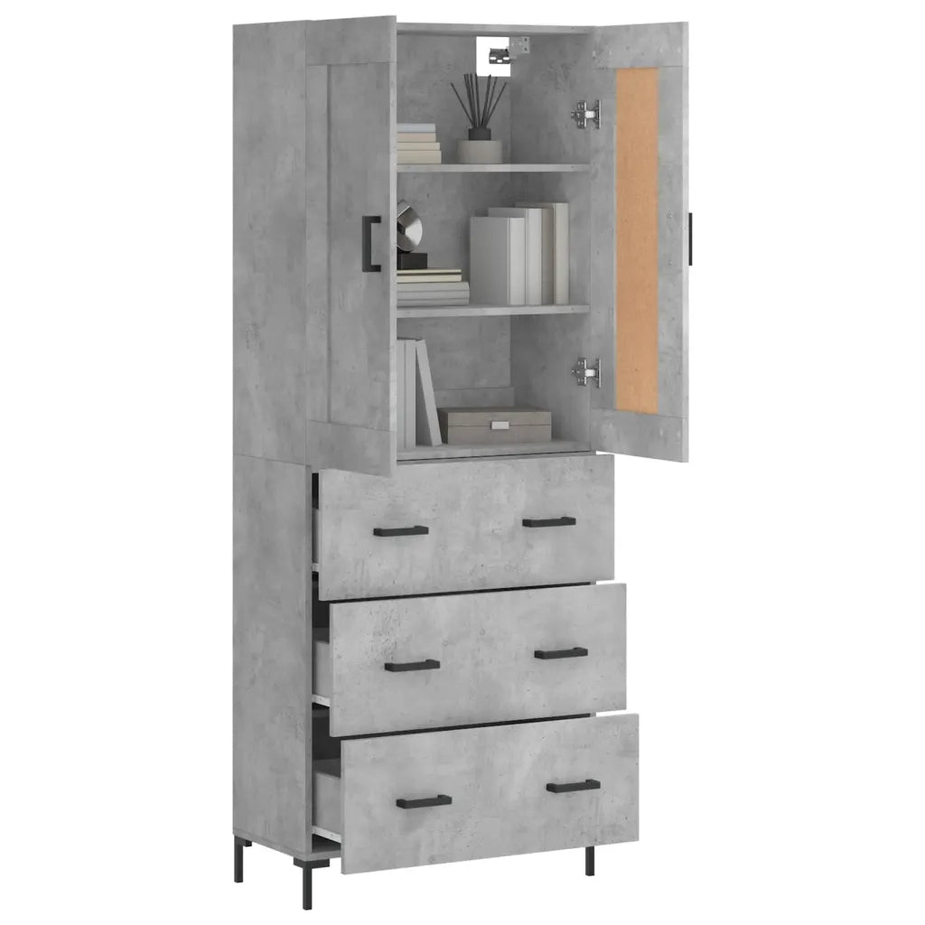 Credenza-Buffet-Armadio da cucina Grigio Cemento 69,5x34x180 cm in Legno Multistrato 690765