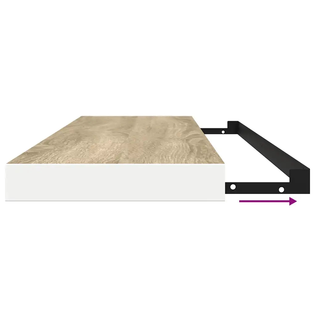 Scaffale a parete | Ripiano a parete | Mensola a parete Rovere e Bianco 120x23,5x3,8 cm in MDF