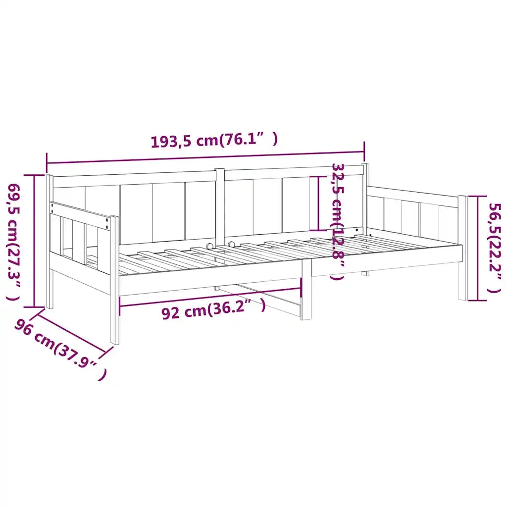 Dormeuse in Legno Massello di Pino Miele 90x190 cm
