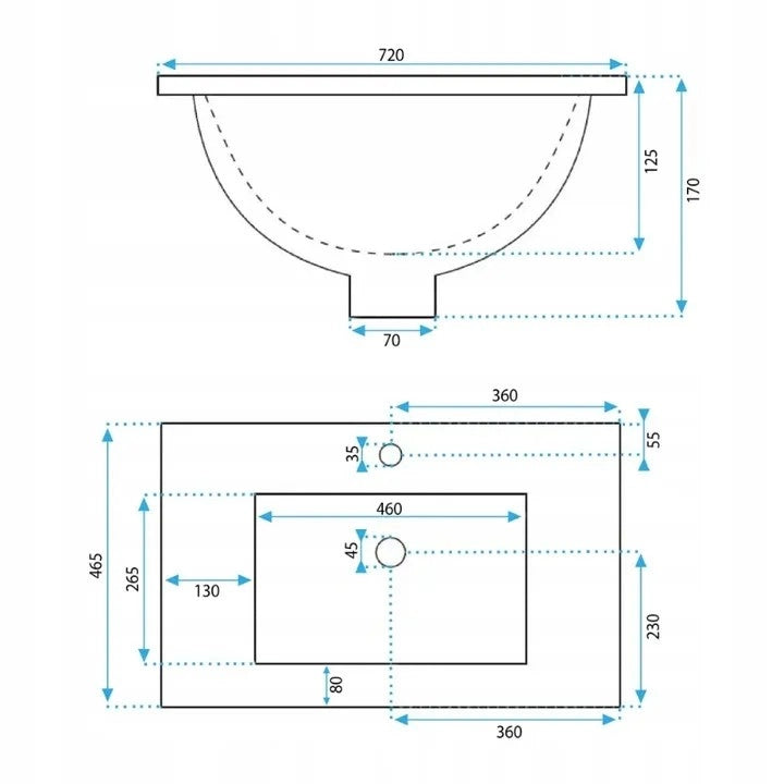 Lavabo Da Incasso Rea Dafne 70