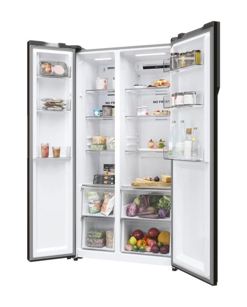 Haier HSR5918DNMP Serie 5 Frigorifero Side-by-Side 528 L Altezza 1775 cm Classe Energetica D Total No Frost Display Touch e Funzione Super Cooling Colore Platinum Inox